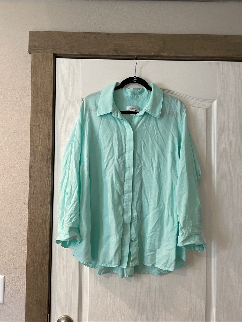 CJ Banks Light Blue Button-Front Blouse